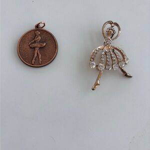 Source Unknown Ballerina Pendant Set - Bronze and Silver